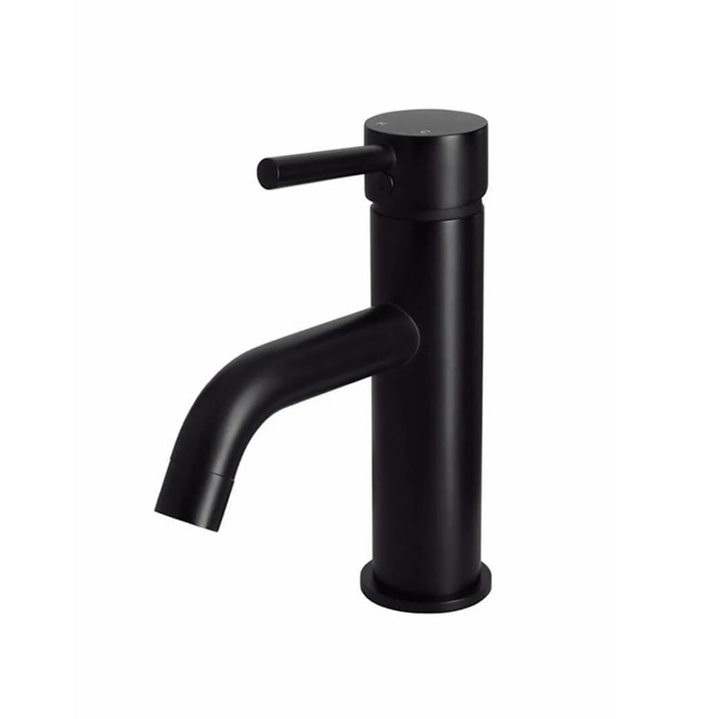 Meir Matt Black Round Curved Basin Mixer Solid Brass