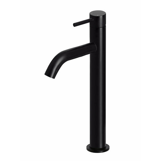 Meir Piccola Matt Black Tall Basin Mixer Tap With 130mm Spout Solid Brass