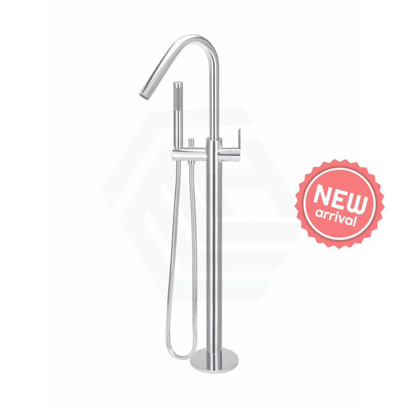 Meir Round Paddle Freestanding Bath Spout And Hand Shower Multi-Colour Polished Chrome Floor