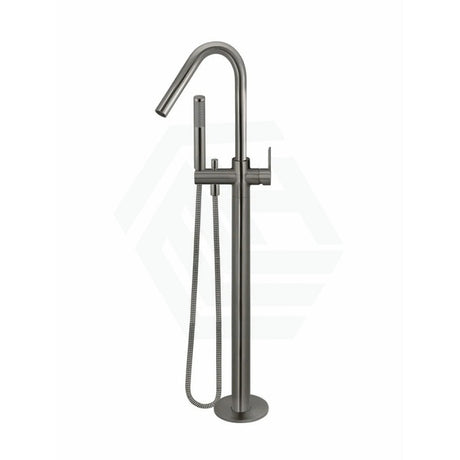 Meir Round Paddle Freestanding Bath Spout And Hand Shower Multi-Colour Shadow Gunmetal Floor