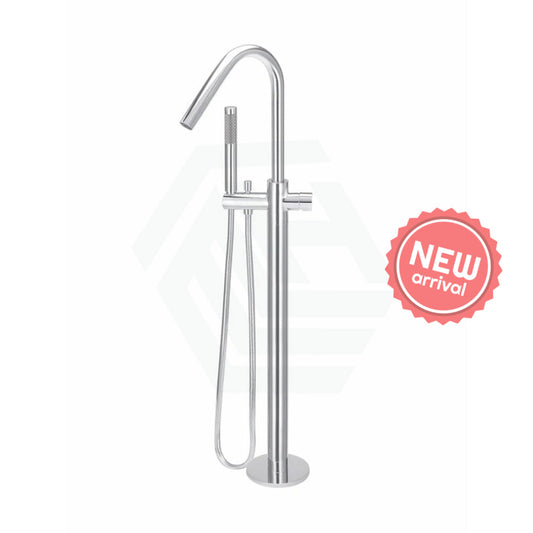 Meir Round Pinless Freestanding Bath Spout And Hand Shower Multi-Colour Polished Chrome Floor