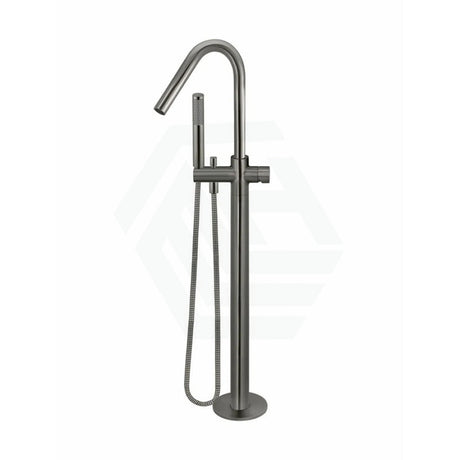 Meir Round Pinless Freestanding Bath Spout And Hand Shower Multi-Colour Shadow Gunmetal Floor