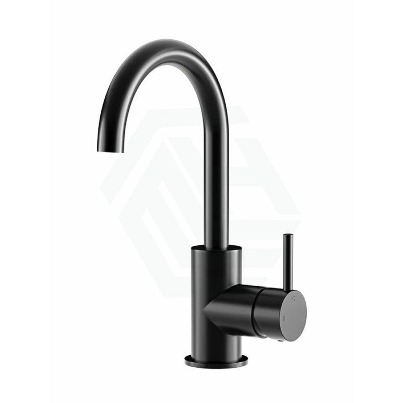 Meir Round Gooseneck Basin Mixer With Cold Start Variant Colour Available Matt Black Tall Mixers