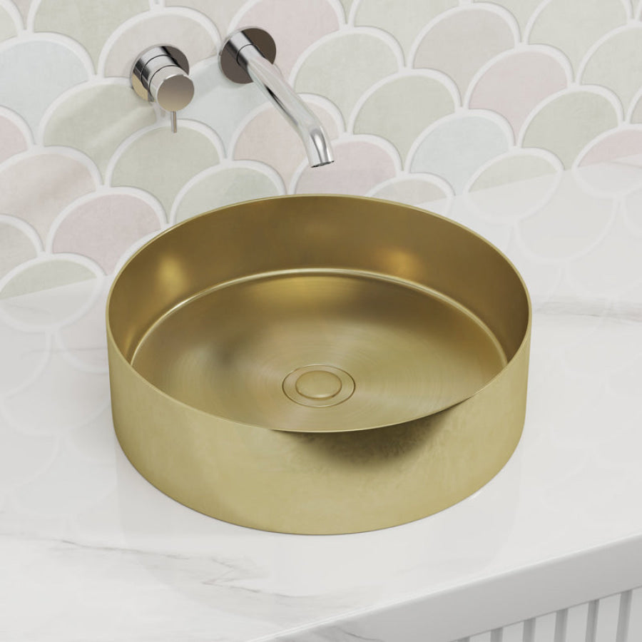 380x380x110mm Meir Lavello Round Bathroom Stainless Steel Above Counter Basin Variant Colour Available