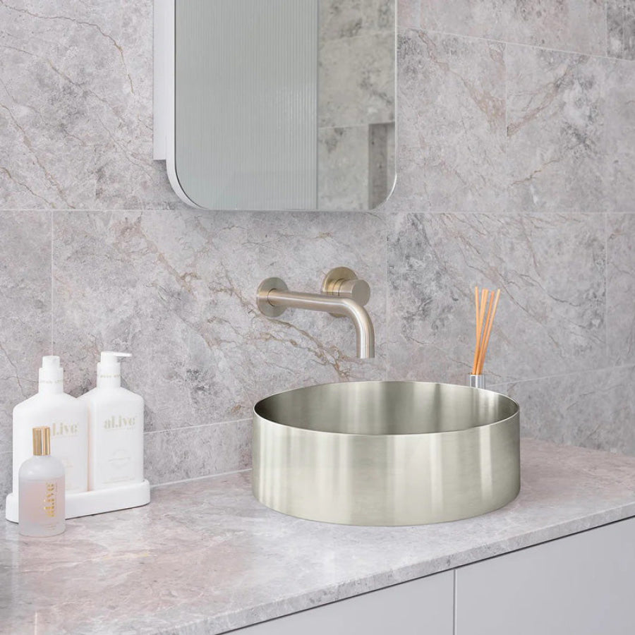 380x380x110mm Meir Lavello Round Bathroom Stainless Steel Above Counter Basin Variant Colour Available