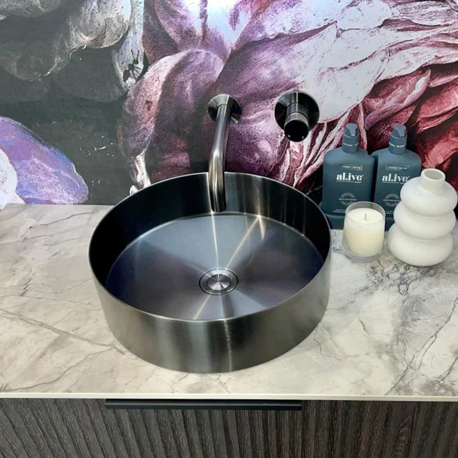 380x380x110mm Meir Lavello Round Bathroom Stainless Steel Above Counter Basin Variant Colour Available