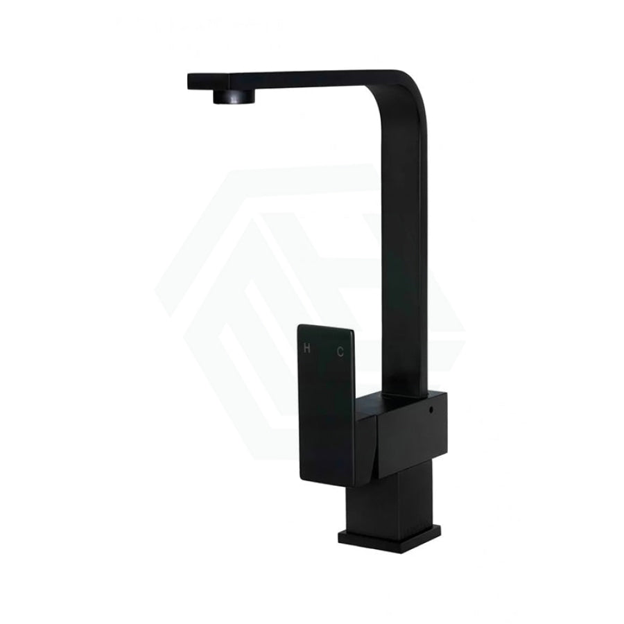 Meir Square Matt Black Solid Brass Kitchen Mixer Tap