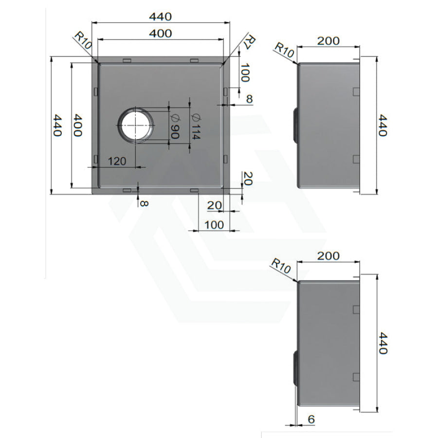 300/440/550Mm Meir Lavello Stainless Steel Single Bowl Kitchen/Laundry Sink Kitchen Sinks