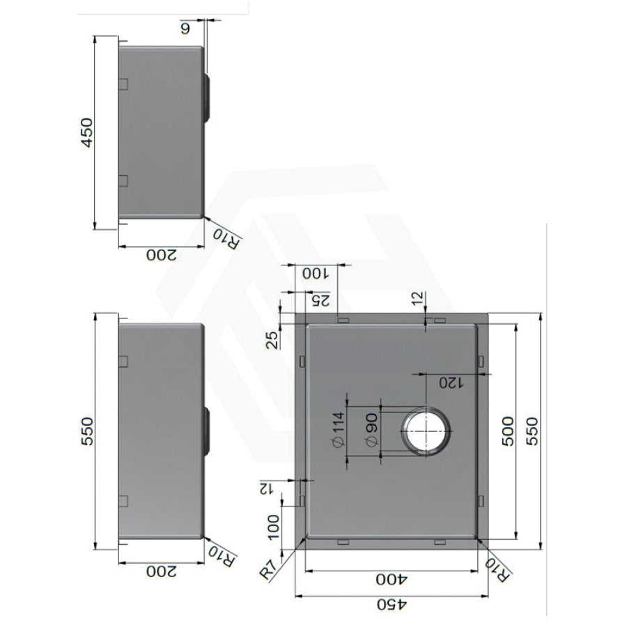 300/440/550Mm Meir Lavello Stainless Steel Single Bowl Kitchen/Laundry Sink Kitchen Sinks