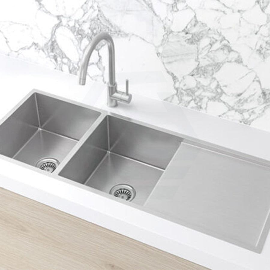 Meir Lavello 1160x440x230mm Stainless Steel Double Bowl Kitchen Sink with Drainboard Top/Flush/Under Mount Variant Colour Available