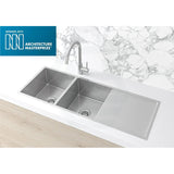 Meir Lavello 1160x440x230mm Stainless Steel Double Bowl Kitchen Sink with Drainboard Top/Flush/Under Mount Variant Colour Available