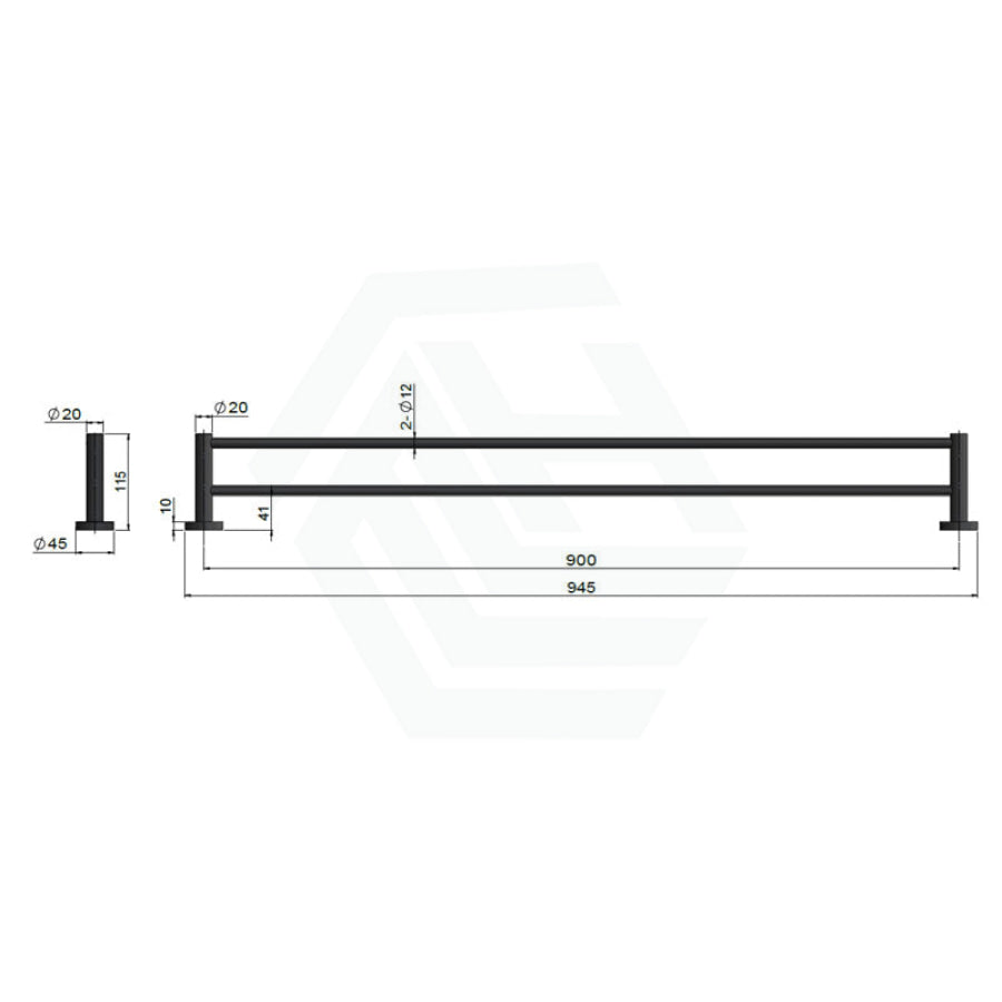 Meir 600/900Mm Round Solid Brass Double Towel Rail Variant Colour Available Rails