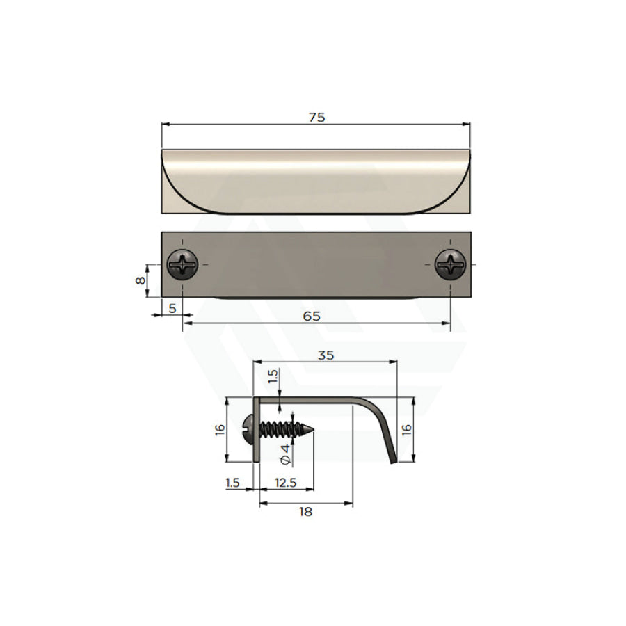 Meir Öppen Edge-Pull 75/150/300mm Cabinet Handle (Brushed) Variant Colour Available