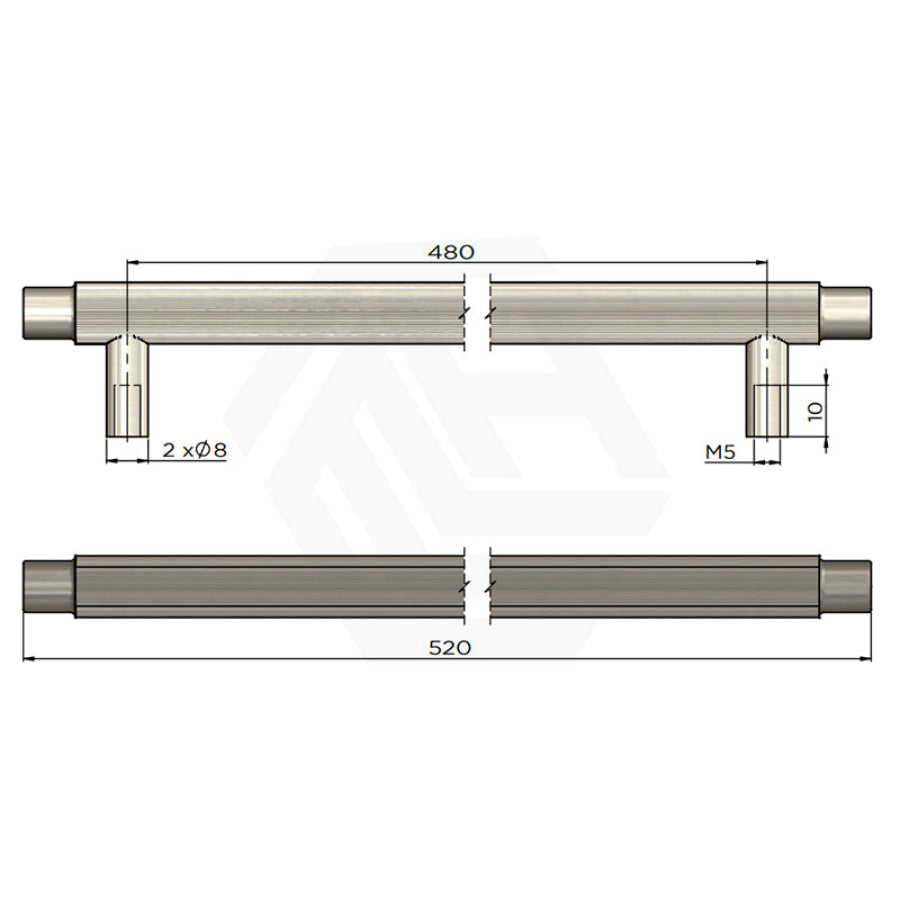 Meir Öppen Round Pull 200/328/520mm Cabinet Handle (Linear Knurled) Variant Colour Available