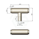 Meir Öppen T-Pull Cabinet Handle (Brushed) Variant Colour Available