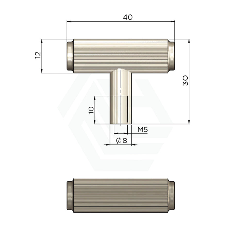 Meir Öppen T-Pull Cabinet Handle (Linear Knurled) Variant Colour Available