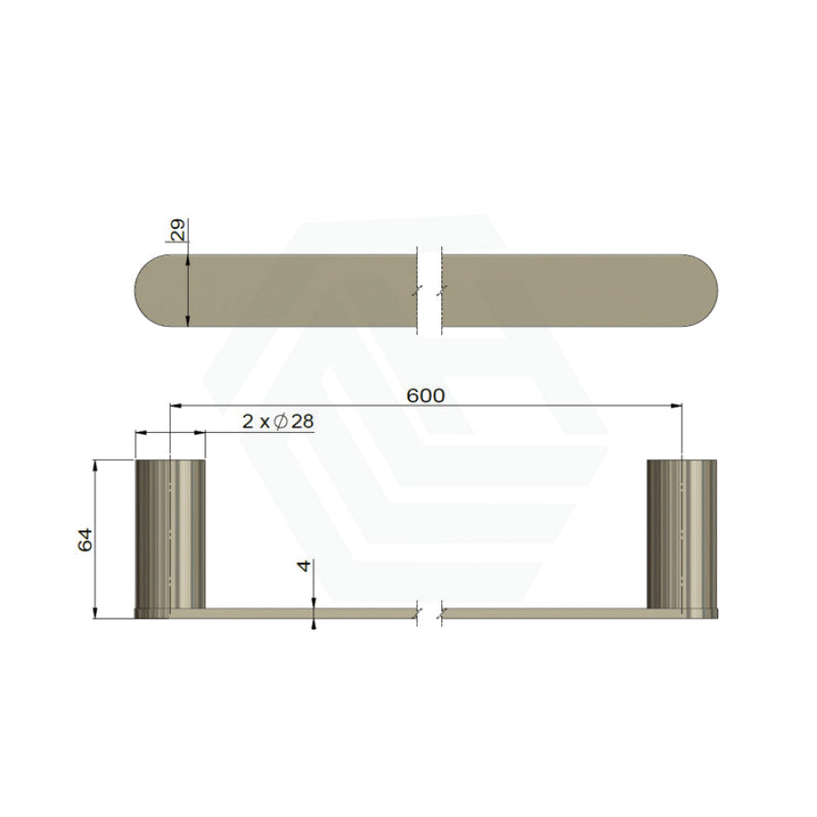 Meir Curvaé 600mm Stainless Steel Single Towel Rail Variant Colour Available