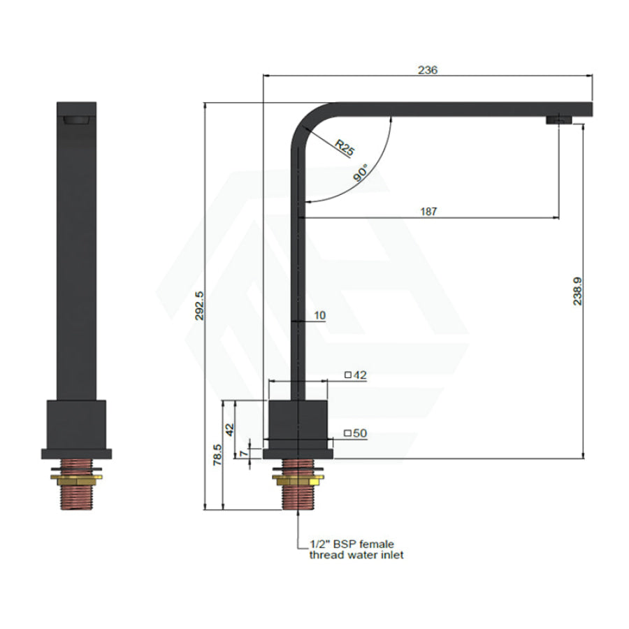 Meir Matt Black Square High-Rise Swivel Hob Spout