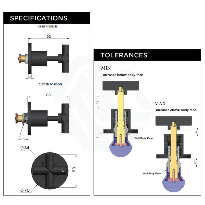 Meir Round Cross Handle Jumper Valve Wall Top Assemblies Variant Colour Available