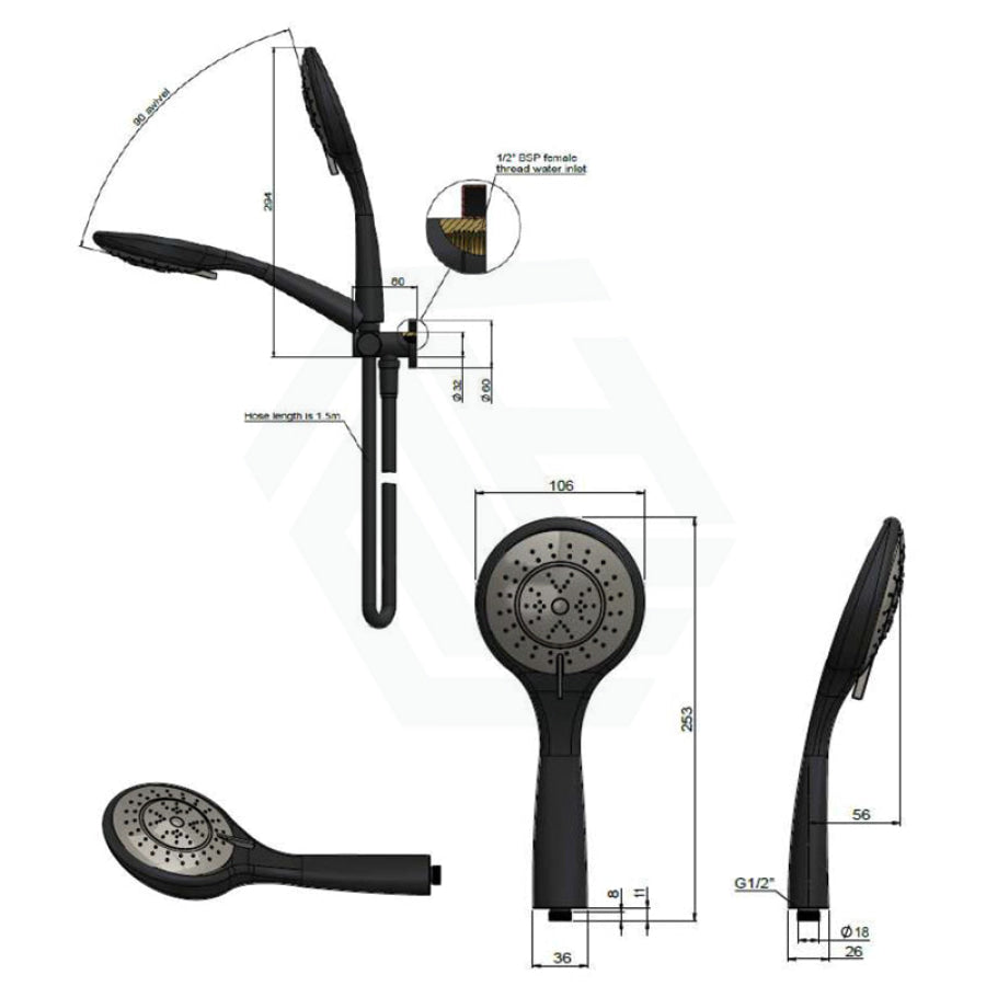 Meir Round Three Function Hand Shower On Swivel Bracket Variant Colour Available Handheld Sets