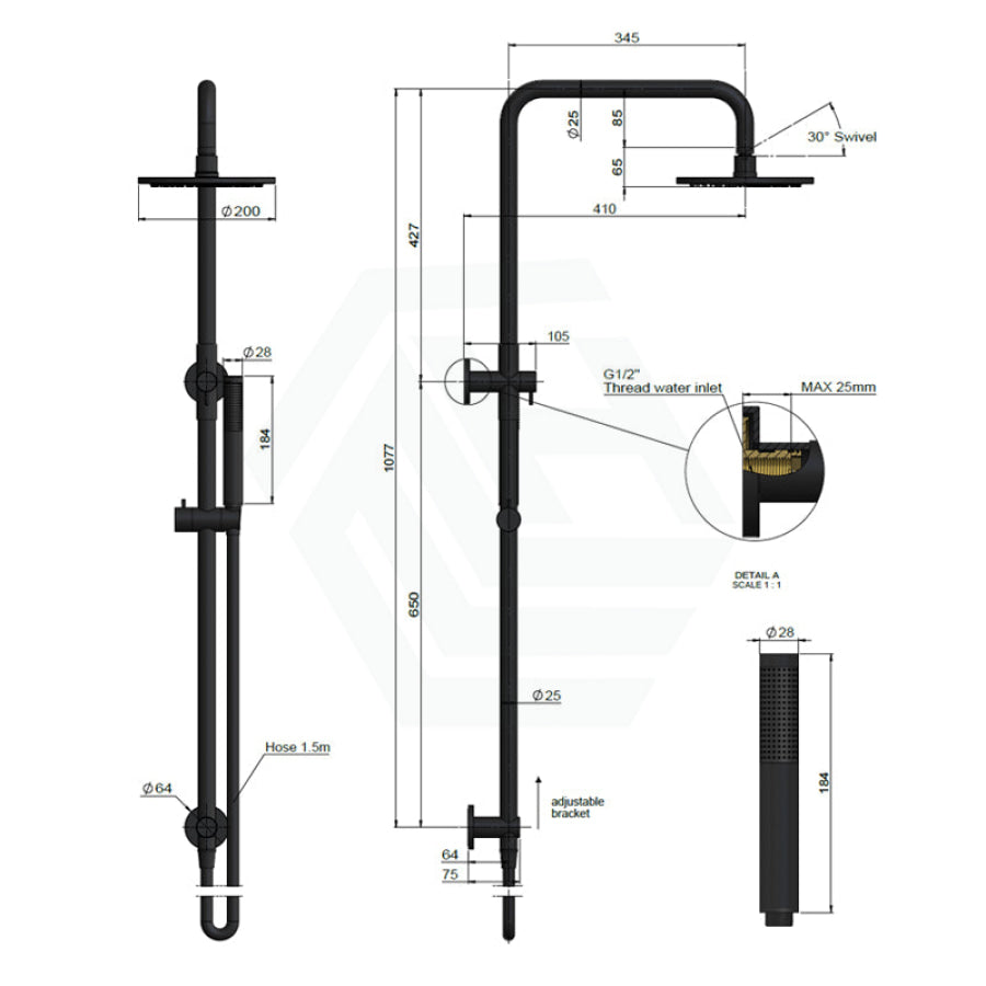 Meir 200/300Mm Round Twin Shower Set Universal Water Inlet Variant Colour Available Showers