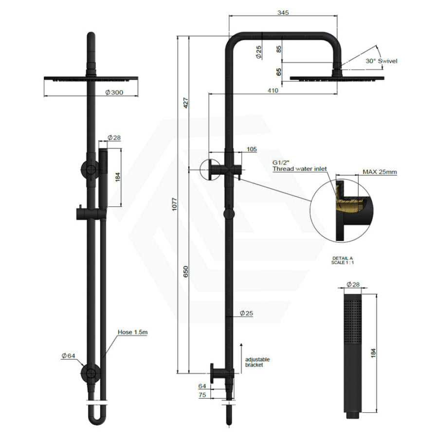 Meir 200/300Mm Round Twin Shower Set Universal Water Inlet Variant Colour Available Showers