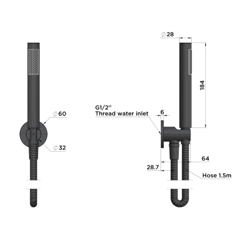 Meir Round Hand Shower On Fixed Bracket Multi Colour