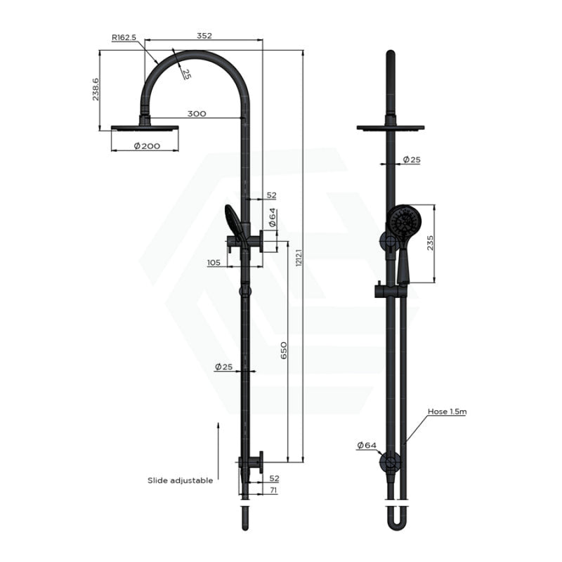 Meir 200/300Mm Round Overhead Shower Set With Three Function Handheld Multi Colour Universal Water