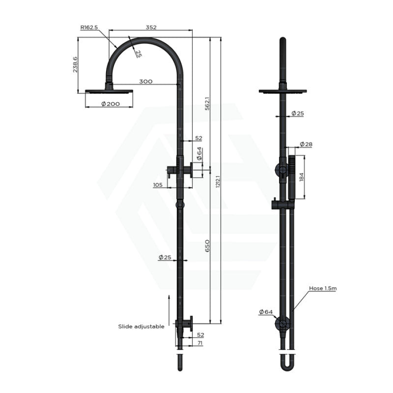 Meir 200/300Mm Round Overhead Shower Set With Hand Multi Colour Universal Water Inlet Twin Showers