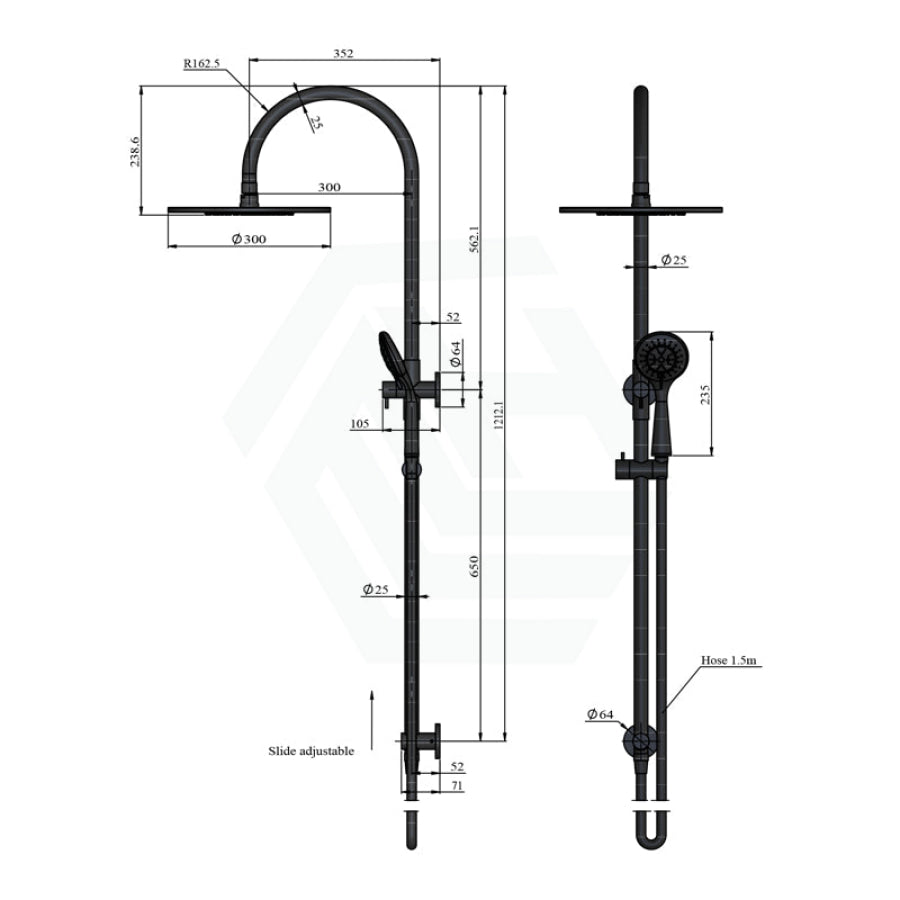 Meir 200/300Mm Round Overhead Shower Set With Three Function Handheld Multi Colour Universal Water