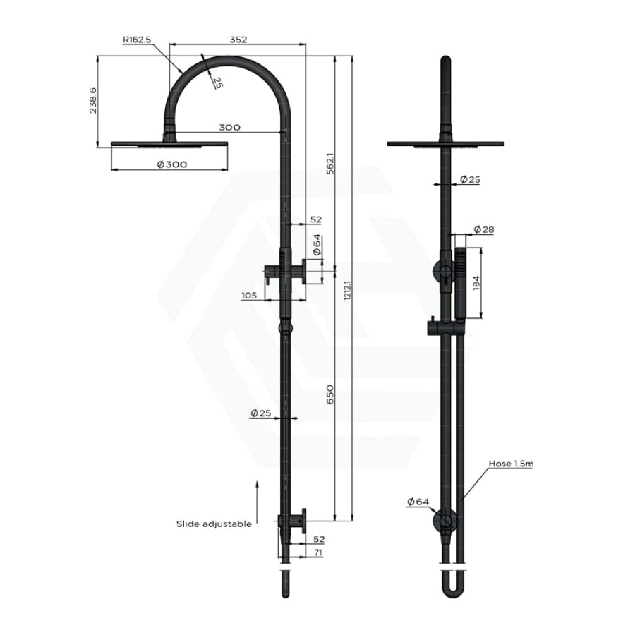 Meir 200/300Mm Round Overhead Shower Set With Hand Multi Colour Universal Water Inlet Twin Showers