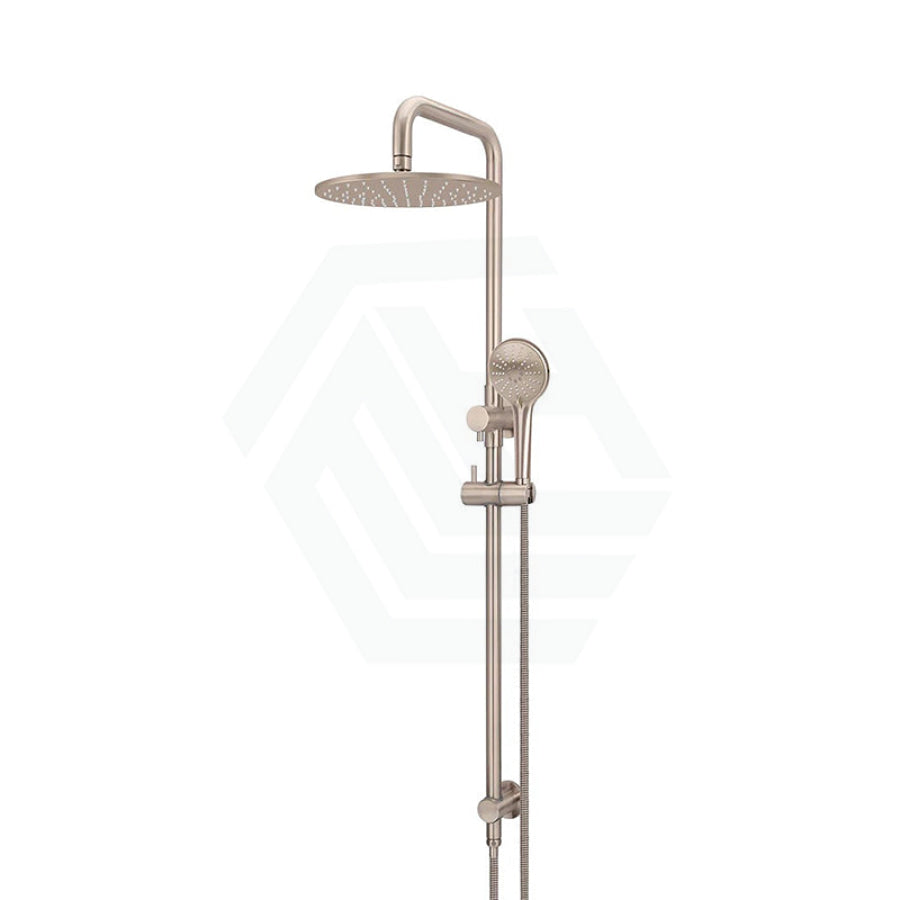 Meir 300Mm Round Champagne Twin Shower Station Universal Water Inlet 3 Functions Handheld Chrome