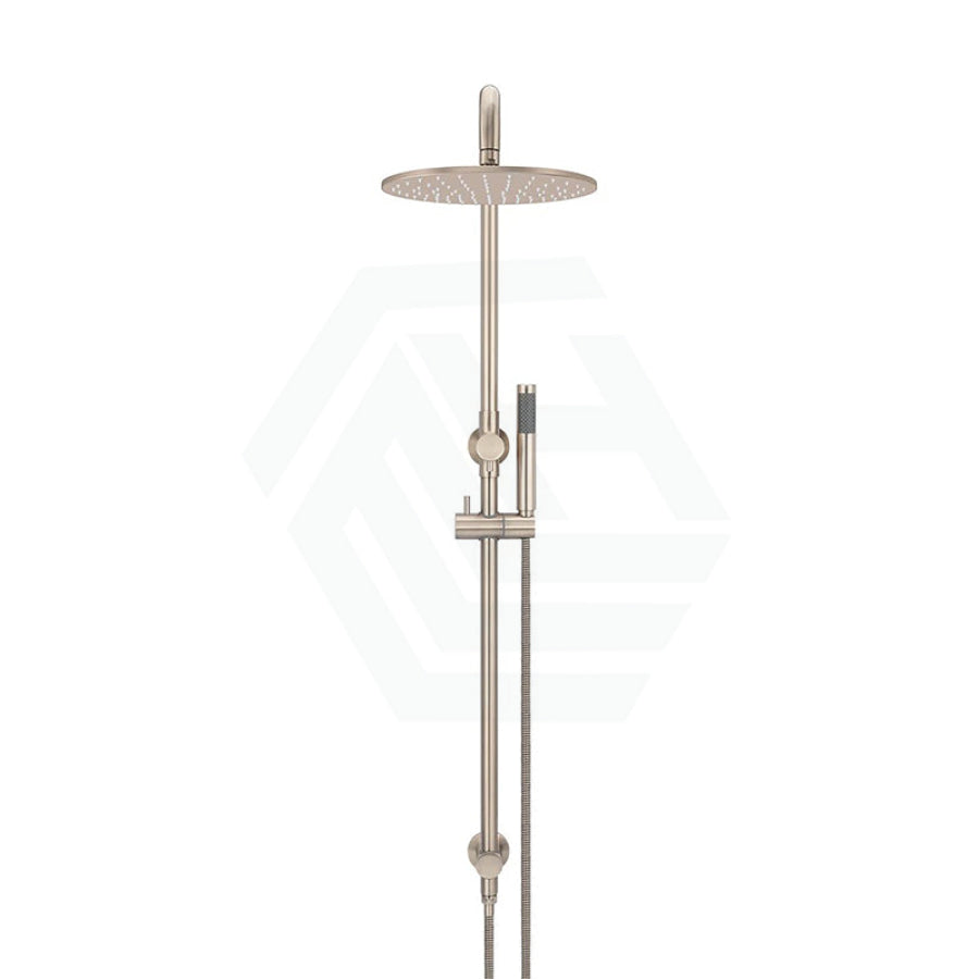 Meir 300Mm Round Champagne Twin Shower Station Universal Water Inlet Tiger Bronze Showers