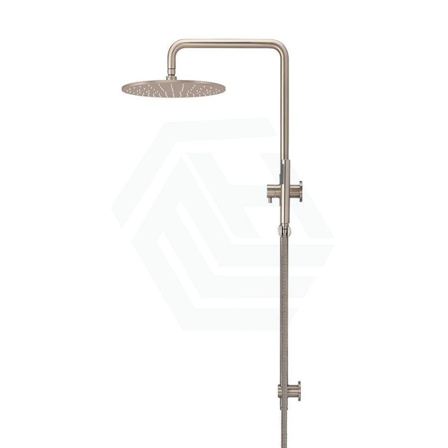 Meir 300Mm Round Champagne Twin Shower Station Universal Water Inlet Tiger Bronze Showers