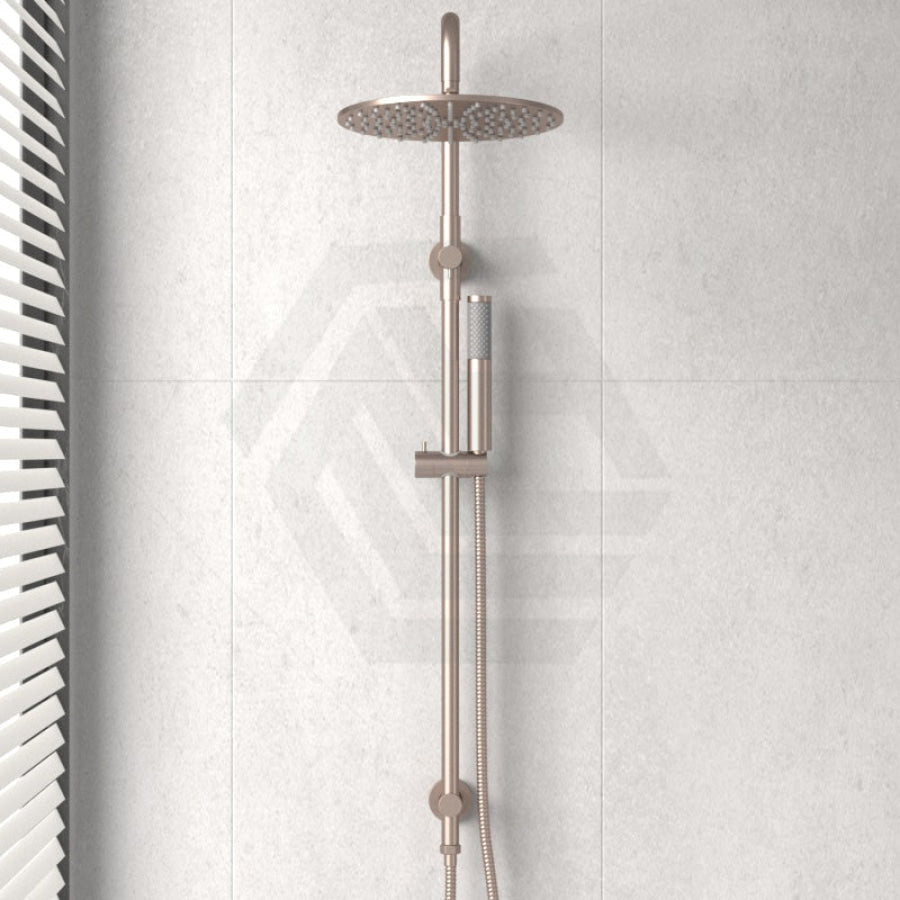 Meir 300Mm Round Champagne Twin Shower Station Universal Water Inlet Showers