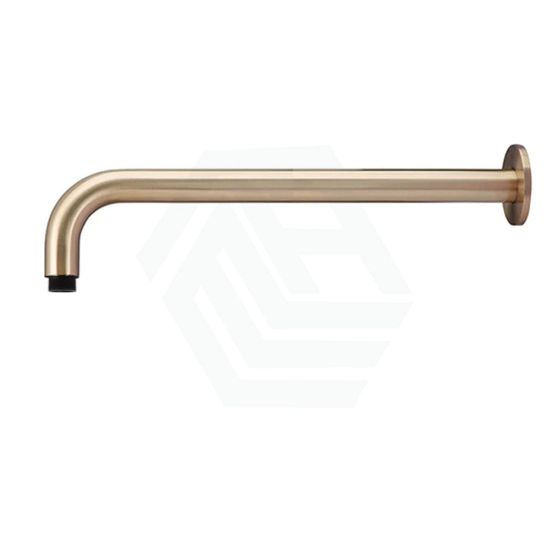 Meir 400Mm Round Wall Mounted Shower Curved Arm Champagne Solid Brass Arms