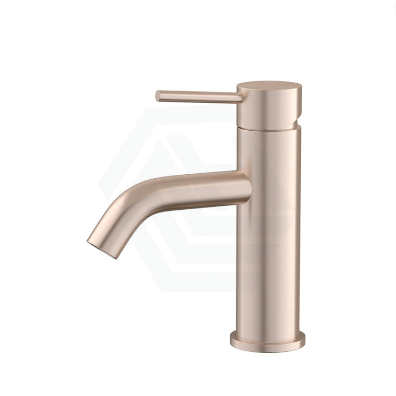 Meir Champagne Round Curved Basin Mixer Solid Brass Short Mixers