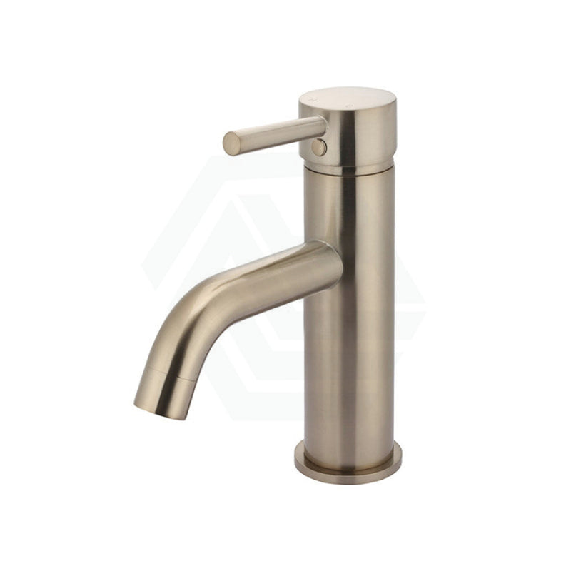 Meir Champagne Round Curved Basin Mixer Solid Brass Short Mixers