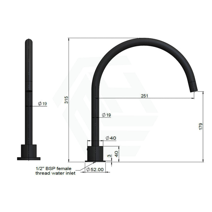 Meir Champagne Round Gooseneck High - Rise Swivel Hob Spout Basin/Bath Outlet Water Spouts