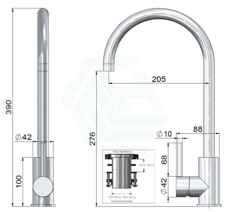 Meir Outdoor Kitchen Mixer Tap Swivel Stainless Steel 316 Outdoor Bathware