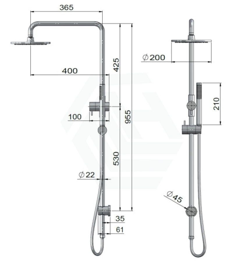 Meir Outdoor Round Twin Shower Stainless Steel 316 Chrome Showers