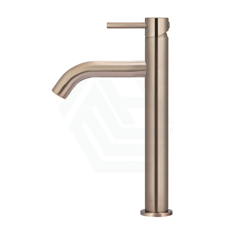 Meir Piccola Champagne Tall Basin Mixer Tap With 130Mm Spout Solid Brass Mixers