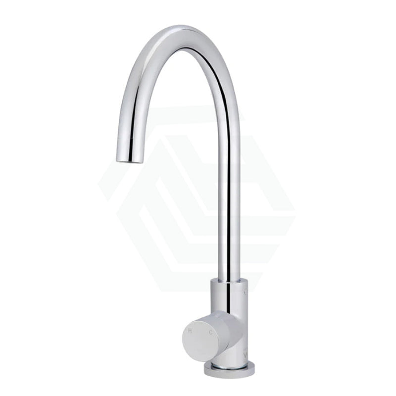 Meir Round Gooseneck 360¡ã Swivel Kitchen Mixer Tap With Pinless Handle Polished Chrome Sink Mixers