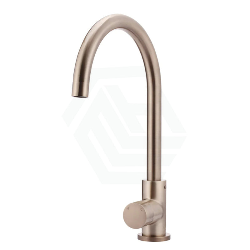 Meir Round Gooseneck 360¡ã Swivel Kitchen Mixer Tap With Pinless Handle Champagne Sink Mixers