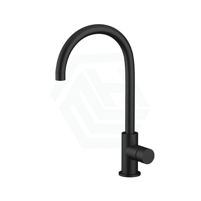 Meir Round Gooseneck 360¡ã Swivel Kitchen Mixer Tap With Pinless Handle Matte Black Sink Mixers