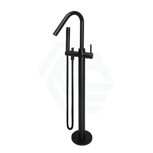 Meir Round Matt Black Freestanding Bath Spout And Hand Shower Floor Mounted Mixers