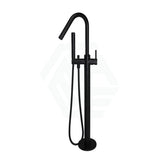 Meir Round Matt Black Freestanding Bath Spout And Hand Shower Floor Mounted Mixers