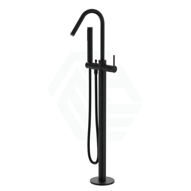 Meir Round Matt Black Freestanding Bath Spout And Hand Shower Floor Mounted Mixers