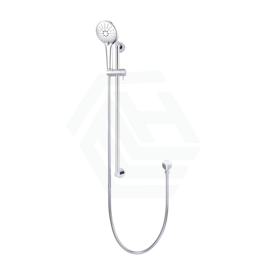 Meir Round Three Function Hand Shower On Rail Column Chrome With Handheld