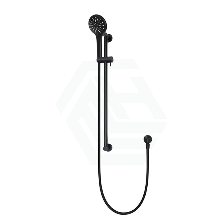 Meir Round Three Function Hand Shower On Rail Column Matte Black With Handheld